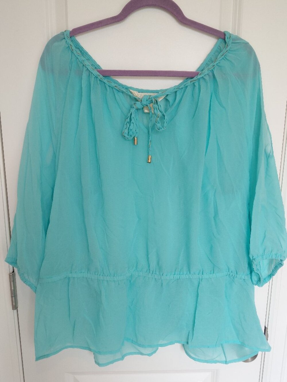 Turquoise Tie Blouse